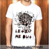 Áo phông nam - Bạch Hổ 3D Let's Me Out
