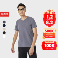 Áo phông nam CANIFA cổ tim chất liệu 100% cotton 8TS22A003