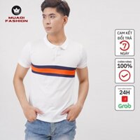 Áo Phông Nam có cổ bẻ áo polo nam trơn đẹp tay ngắn thun cotton kẻ ngang MUADI AT128