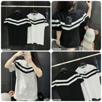 Áo phông nam Đê Gờ họa tiết kẻ ngang áo đính logo cực ngầu - Áo thun nam Đê Gờ kẻ ngang cao cấp