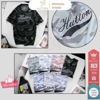 Áo Phông Nam HUTTON, Áo Thun Nam Cổ Tròn Hoạ tiết Camo, LOGO in to, Chất liệu thoáng mát