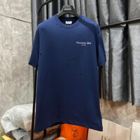 Áo Phông Nam Nữ 246 Ci-Di Gam Màu Xanh Than Đậm Thiết Rách Nhỏ Was Giới Trẻ Logo Chữ Sơn Sau Lưng Chất Lượng - Hàng QCCC