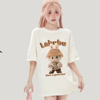 Áo Phông Nam Nữ , Áo Thun Unisex In Hình LaBuBu Đội Mũ Siêu Cute A47