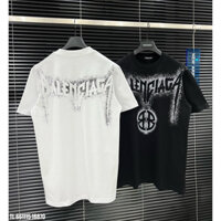 Áo Phông Nam Nữ Ba Len Phối Vân In Pét Chấm Sơn Chữ Phối Siêu Ngầu - Áo Thun Nam Nữ Ba Len Vân Vẩy Sơn Siêu Ngầu