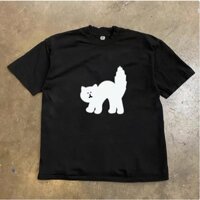 Áo Phông Nam Nữ Cổ Tròn Đẹp Phối Hình Mèo Xù Lông Phong Cách Trẻ Trung Dễ Thương, Chất Liệu Cotton Khô Mềm Mịn Mát Mẻ