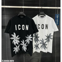 Áo phông nam nữ DSQ in hoạ tiết hình cây dừa đầu lâu chữ ICON hai mặt boy phố. Áo thun Dsquared cây dừa siêu hot 2024.