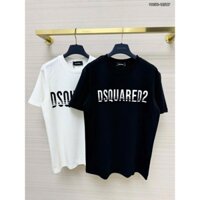 Áo phông nam nữ DSQ2 vạch kẻ ngang phối trước ngực,Áo thun tay lỡ cổ tròn in chữ dsquared2 kiểu dáng basic boy phố 2025.