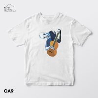 Áo Phông Nam Nữ Hình Đàn Guitar Màu Xám Trắng