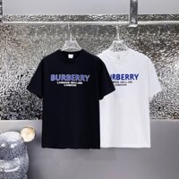 Áo phông Nam Nữ T shirt cổ tròn Burberry logo chữ xanh ngực LA on web