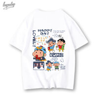 Áo phông nam trắng BEEYANBUY áo thun boy phố fashion in hinh SHIN cậu bé bút chì unisex ulzzang 100% cotton-Y0732