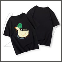 Áo phông nam xanh MIEMIE áo thun basic tay lỡ in hình con vịt nhỏ unisex ulzzang 100% cotton