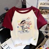 Áo phông ngắn tay 100% cotton Dopamine áo mặc trong cho nữ áo cộc tay mùa hè ghép nối mẫu ngắn hot girl bút chì họa tiết mới Instagram