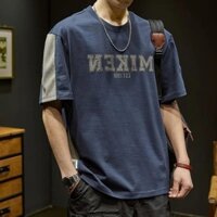 Áo phông ngắn tay đường phố kiểu Mỹ Áo phông nam mẫu hè rộng rãi thương hiệu thời trang phối màu tương phản Áo dễ phối tay lỡ thường ngày