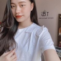 Áo phông nơ vai đen trắng