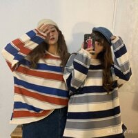 Áo phông nữ áo dài tay kẻ sọc siêu hot Instagram áo mặc trong học sinh rộng rãi mẫu mới mùa thu