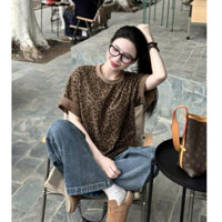 Áo Phông nữ Áo Phông Hoạ tiết Da beo Form rộng Mặc thoải mái cho các nàng diện mùa hè này