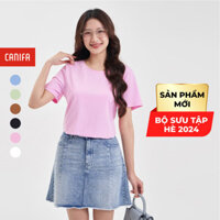 Áo phông nữ CANIFA áo thun basic cộc tay chất liệu cotton 6TS24A001