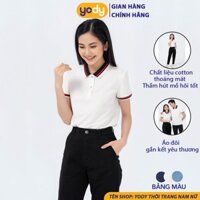 Áo phông nữ có cổ Mắt Chim Phối Bo YODY áo thun nữ chất liệu cotton thoáng mát APN3706 New *