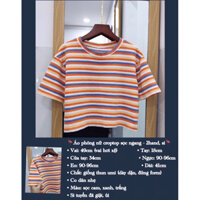 🌿Áo phông nữ croptop sọc ngang - 2hand, si tuyển🌿Eo <96cm