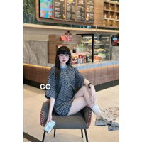 Áo phông nữ Fendii màu ghi dáng rộng dấu quần hàng chuẩn ảnh thật