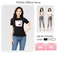 Áo phông nữ Fiona, Áo thun cổ tròn in chữ chất liệu cotton F521200