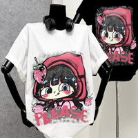 Áo Phông Nữ Hoài Cheeze Áo Thun Nữ Lạnh Cao Cấp Tay Cộc Form Rộng In Nổi Cô Bé Freesize <65kg