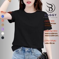 Áo phông nữ ngắn tay cổ tròn kiểu áo thun trơn form suông vừa vải cotton co giãn nhẹ nhiều màu trắng đen da đẹp BG207R