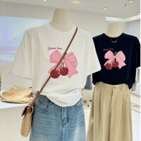 Áo Phông Nữ NGẮN TAY In Hình Menina , Áo Thun Nữ Chất Cotton Dáng Rộng Diện Tết