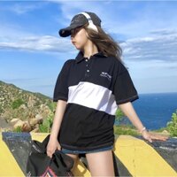 Áo Phông Polo Cổ Viền Nam Nữ Form Rộng Ngắn Tay Essential Đen Phối Trắng Local Brand by Xfire Unisex POLO-ESSCS-DT222