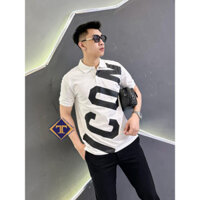 Áo Phông Polo incon Nam Nữ Chất Cotton Siêu Mát _ Áo Thun Polo in Chữ Chéo Siêu To Siêu Sắc Nét Rất Basic