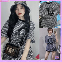 Áo phông rộng nữ đ.i.o.r thời trang cá tính, áo thun nữ chữ kín áo sang choảnh, hàng đẹp