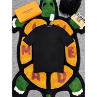Áo phông T-shirt LV Đen họa tiết hoa vân nổi LA on web MK [ Bản VIP ]