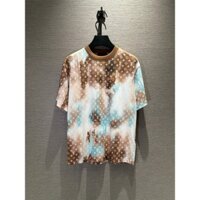 Áo phông T-shirt LV Nâu loang Xanh họa tiết hoa vân logo LV full LA on web VTN [ Bản VIP ]