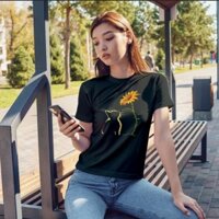 Áo phông t shirt ngắn tay hình mèo con nhìn hoa, chất liệu thể thao siêu mát PE cool, dáng slim fit Local Brand