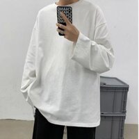 Áo phông tay dài sweater unisex nam nữ thun form rộng teen cổ tròn oversize cotton giá rẻ basic đen trắng freesize TRƠN - - TRẮNG,FREESIZE