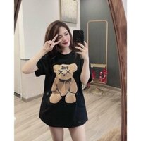 Áo Phông Tay Lỡ Hình Gấu Nam Nữ Unisex Form Rộng