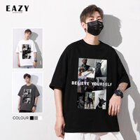 Áo phông tay lỡ unisex in hình chó Dorberman EAZY - T05 , Áo thun nam nữ form rộng tay dài màu đen trắng xám chất