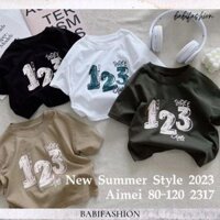 Áo Phông Tay Ngắn Ao Thun Cotton In Hình Hàng Đầu Phong Cách Hàn Quốc Teen Trẻ Em Mặc Thời Trang