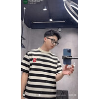 Áo Phông The Bad God Sailor Sleeve, Aó Thun Chữ B Kẻ Ngang Chất Cotton Thoáng Mát
