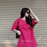 Áo Phông Thêu Chữ Nổi Nhồi Bông ICE Dáng Rộng Áo Thun Nữ Form Rộng Freesize