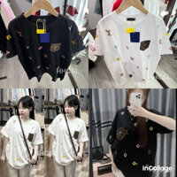 Áo Phông Thêu Hoa Lờ Vê Kín Áo Đáp Túi Da Nâu Hai Màu 2025