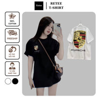 Áo phông thun PORSCHE nam nữ, Áo phông cotton 2 chiều form vừa định lượng 250 Gsm dày dặn thoáng mát