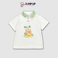 Áo Phông Trắng In Hình Cho Bé Gái, Áo Polo Màu Trắng Cổ Xanh Bơ In Hình Cho Bé Gái