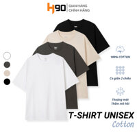 Áo Phông Trơn Nam H90 T Shirt Form Unisex Cổ Tròn Chất Thun Cotton 100% Dày Dặn Thấm Mồ Hôi TST02