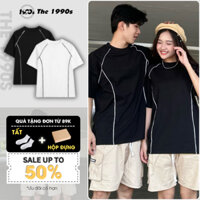 Áo Phông Trơn Tay Lỡ Nam Nữ The 1990s Trẻ Trung Cotton Cao Cấp, Áo Thun Trắng Đen Unisex