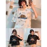 Áo Phông Unisex BOOM Hình Gấu,Tay Lỡ Dáng Rộng Nam Nữ In Hình 2 Màu Q022