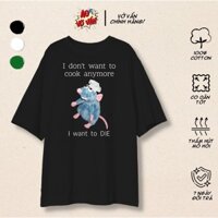 Áo phông Unisex Oversize cotton 100% Chú chuột đầu bếp buồn bã | Áo Vớ Vẩn | Cotton 250gsm