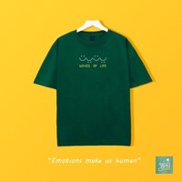 Áo Phông Xanh Lá WAVES OF LIFE 100% Cotton | Áo Thun Unisex Hot Trend 2022