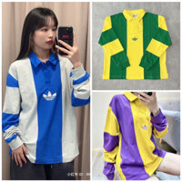 Áo Polo Adidas dài tay kẻ sọc ngang thu đông HALF ZIP LOCK UP SWEATER
