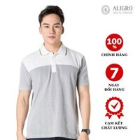 Áo Polo Aligro ALGPLO23 xanh da trời phối trắng - S